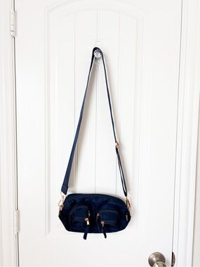 Punch Navy Crossbody Bag with Gold-Tone Hardware